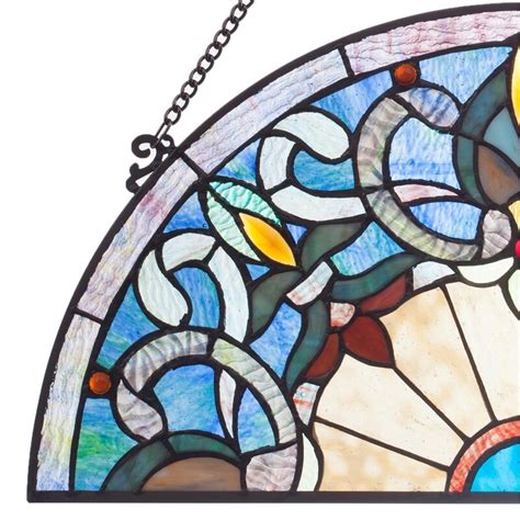 Get up to 70% off now! Astoria Grand Corista Half-Moon Stained Glass Window Panel ...