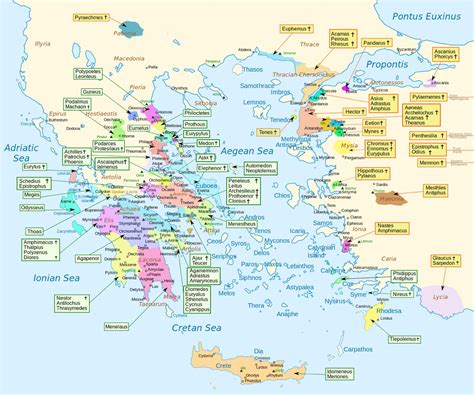Map Showing The Homeland Of Every Character In Homers Iliad