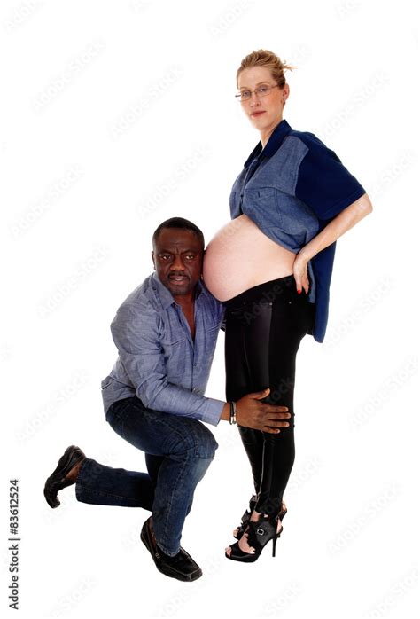 Black Man With Pregnant Caucasian Wife Stock Photo Adobe Stock