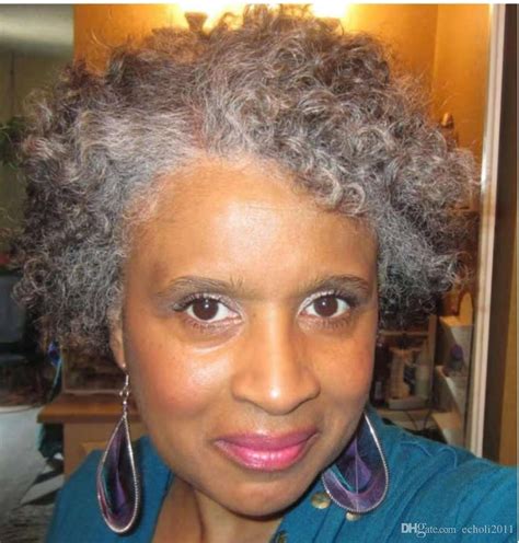 C Salt And Pepper Silver Grey Real Hair Wigs Curly 3 4 Human Hair Half