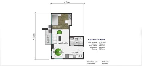 1 Bedroom Unit Layout Interior Deco Condominium Horizons Interior