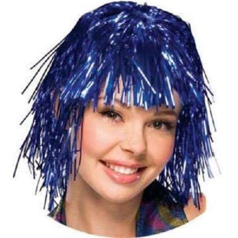 Adult Womens Tinsel Hair Short Disco Rock 80's Wig Mardi Gras Costume