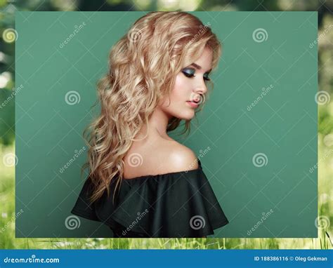 Blonde Girl With Long And Shiny Curly Hair Stock Photo Image Of Lady Blonde
