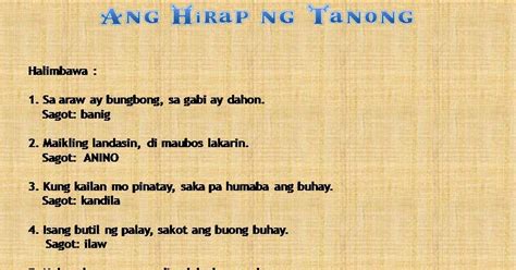 Makatang Pinoy Mga Bugtong At Halimbawa