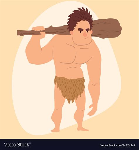 Caveman Primitive Stone Age Cartoon Man Royalty Free Vector