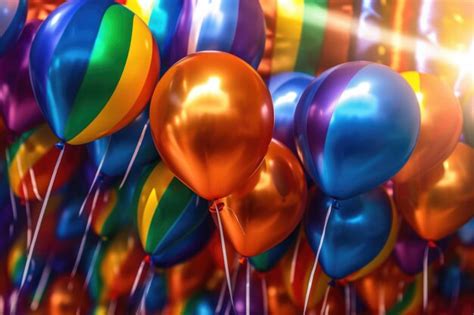 fundo colorido do mês do orgulho com balões brilhantes de festa festiva papel de parede colorido