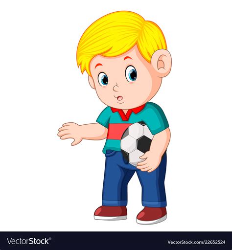 Boy Standing And Holding Ball Royalty Free Vector Image