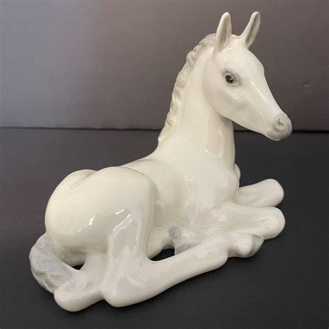Vintage Lomonosov White Porcelain Horse Colt Figurinerussian Etsy