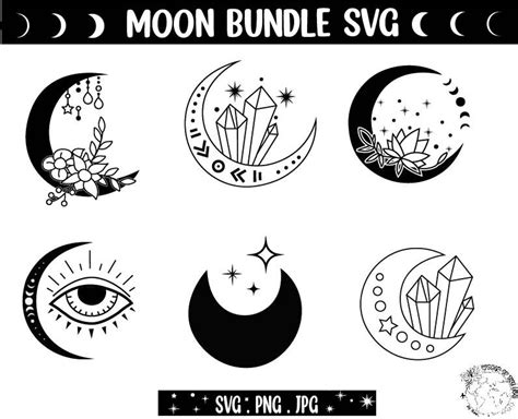 Mystical Svg Crystal Moon Svg Celestial Svg Moon Phase Svg Etsy