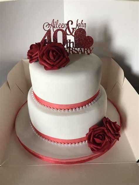 Ruby Wedding Anniversary Th Anniversary Cakes Th Wedding Anniversary Cake Ruby Wedding