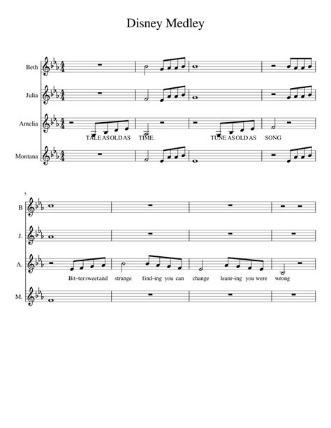 Disney Love Song Medley Sheet Music For Soprano Alto Choral