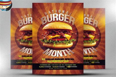 Burger Month Flyer Template V2 By Flyerheroes On Creativemarket с