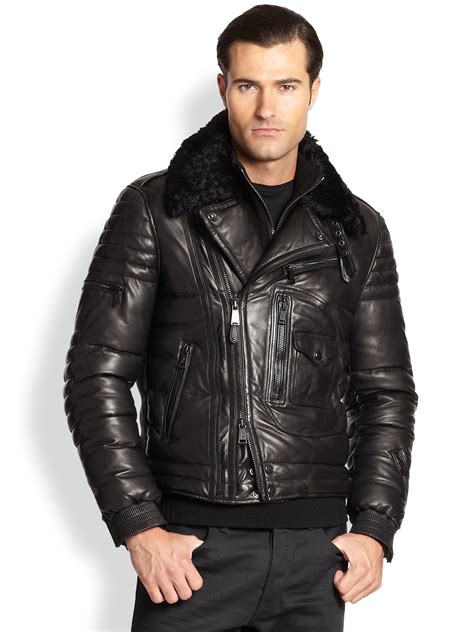 Ralph Lauren Black Label Leather Down Flight Jacket In Black For Men Lyst