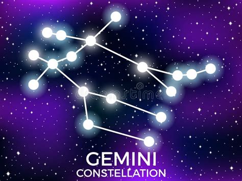Gemini Constellation Starry Night Sky Cluster Of Stars And Galaxies