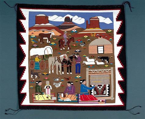 Reservation Scene Navajo Rug Woven By Louise Nez 1992 Navajo