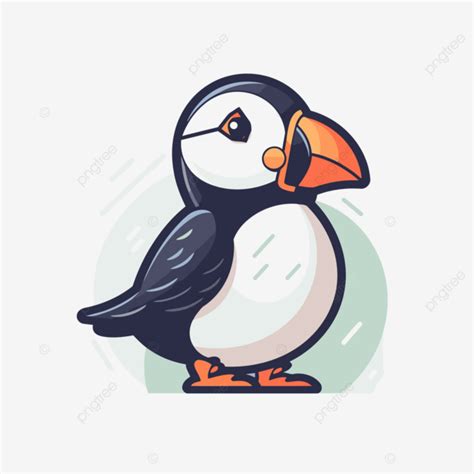 Cartoon Puffin Vector Illustration Puffin Lineal Icon Flat Icon Png