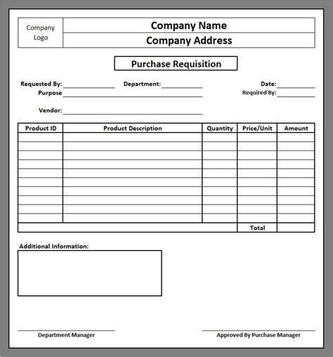 Free Printable Purchase Requisition Forms