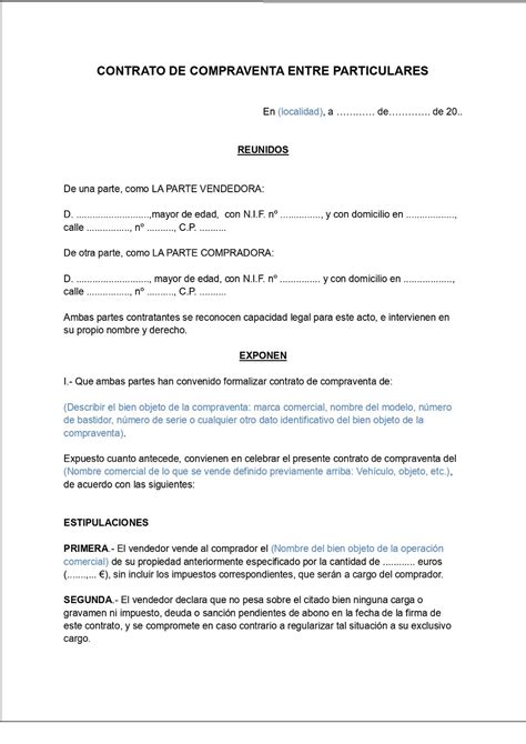 contrato de compraventa de casa ejemplos y formatos word pdf images