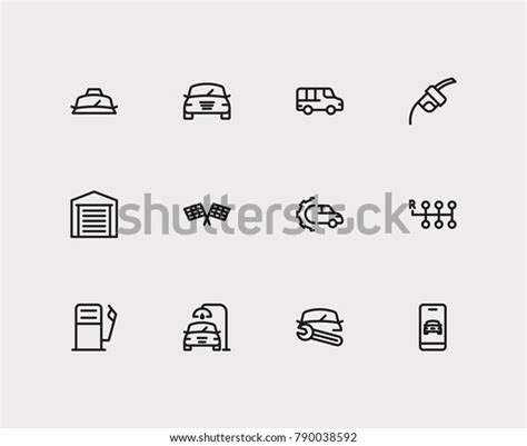 Gas Station Service Icon Line Set Stock Vector Royalty Free 790038592