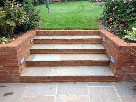 Landscape Steps Using Bricks In 2023 Patio Garden Design Sloped