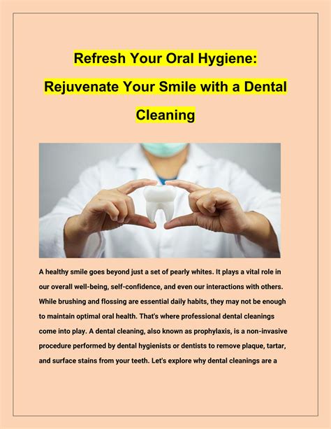 Refresh Your Oral Hygiene: Rejuvenate Your Smile with a Dental Cleaning