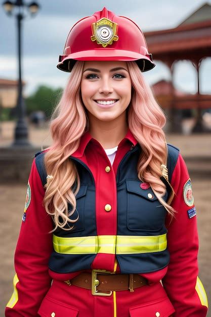 Premium Ai Image Portrait Of A Beautiful Firewoman Wearing A