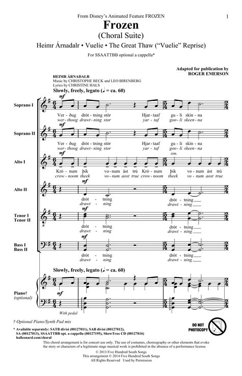 Frozen Choral Suite Sheet Music Direct