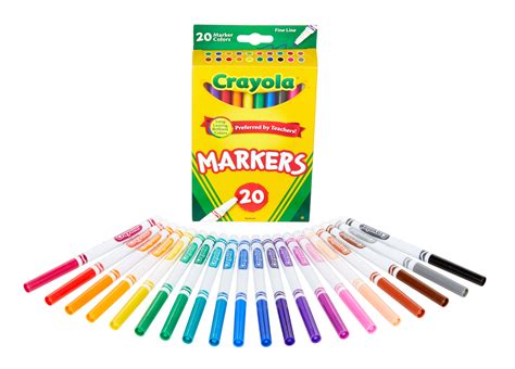 Crayola 20 Count Fine Line Classic Markers Child Ages 3