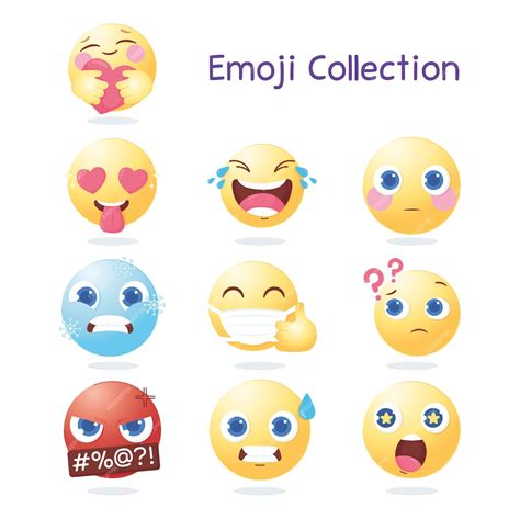 Icônes De Collection Emoji De Médias Sociaux Illustration Dexpression