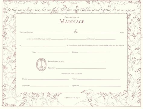 United Church Of Christ Marriage Certificate Single Sheet Ucc Resources