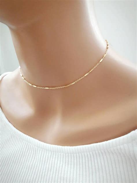 Dainty Gold Chain Choker Necklacegold Delicate Chain Etsy