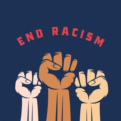 Free Vector Activist Fists With Different Skin Color And End Racism
