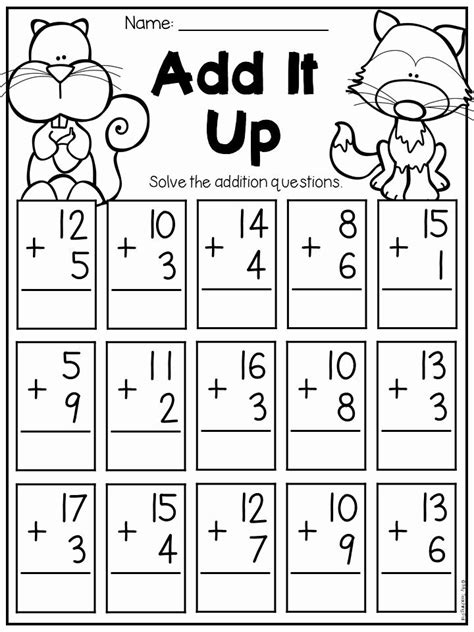 First Grade Math Worksheets Addition Background The Math