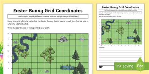 Year 3 Easter Bunny Grid Coordinates Worksheet Worksheet