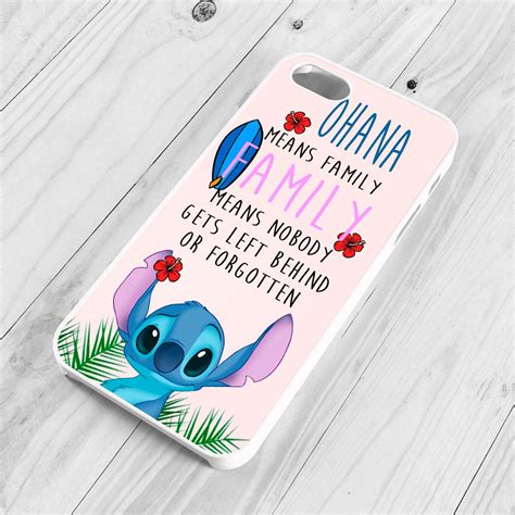 Lilo And Stitch Case For IPhone 4 4s Ohana Quote Cover For 5 5s 5c