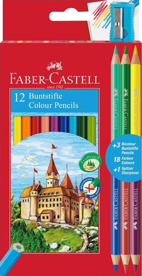 Kredki Zamek Faber Castell 12 Kolorów 3 Kredki Dwustronne