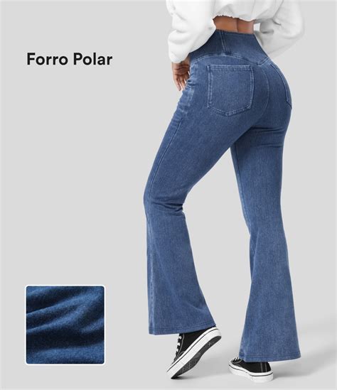 Halaramagic Jeans Mezclilla El Stica Lavado S Per Acampanado Forro