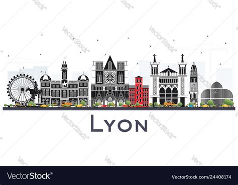 Lyon France City Skyline With Color Buildings Vector Image