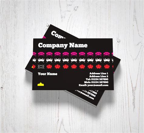 When discussing business card sizes the first thing to note is: Space Invaders Business Cards | Customise Online Plus Free Delivery | Putty Print