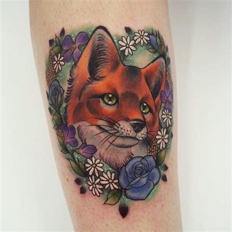 Neo Traditional Fox Tattoo On Thigh Best Tattoo Ideas