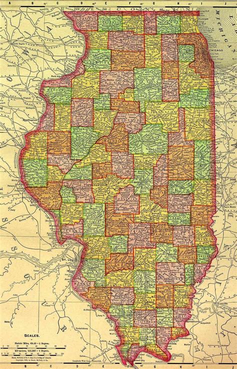 Illinois Vintage State Map — Circa 1895 Vintage Maps Old Maps Map