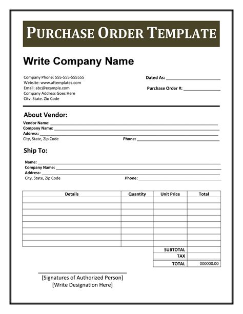 Free Purchase Order Templates In Word Excel Pdf
