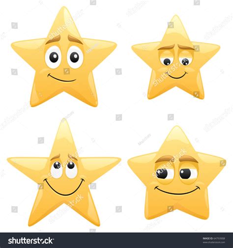 4 Shiny Cartoon Stars Stock Vector Illustration 64793908 Shutterstock