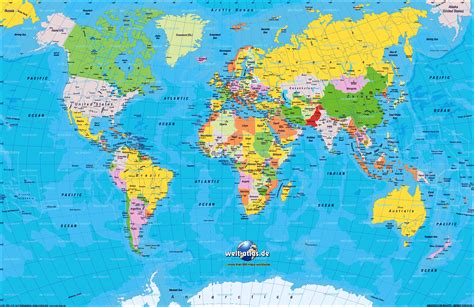 Un Mapa Planisferio Con Nombres Estudiar