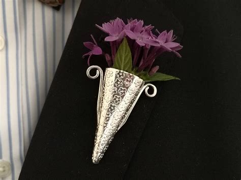 Unique Lapel Pin Posy Holder Handmade In Poirot Style From Etsy