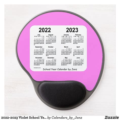 2022 2023 Violet School Year Calendar By Janz Gel Mouse Pad Custom