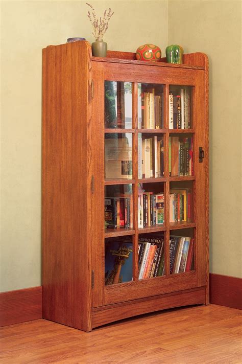 Mission Solid Oak Bookcase With Glass Door 10670884