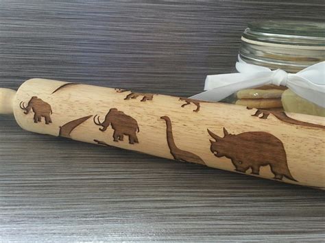 Rolling Pin With Dinosaurs Etsy