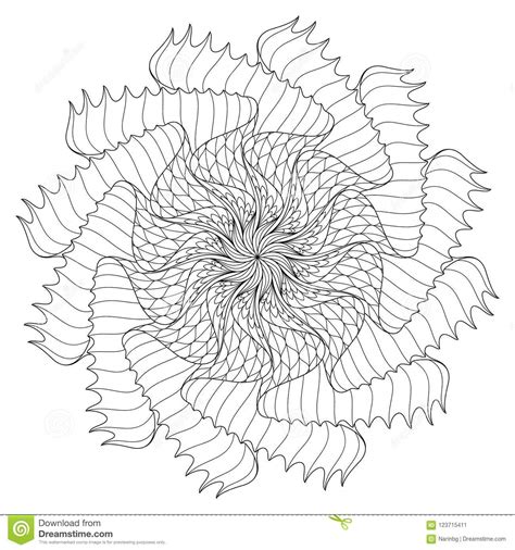 Fractal Line Spiral On Monochrome Stock Vector Illustration Of