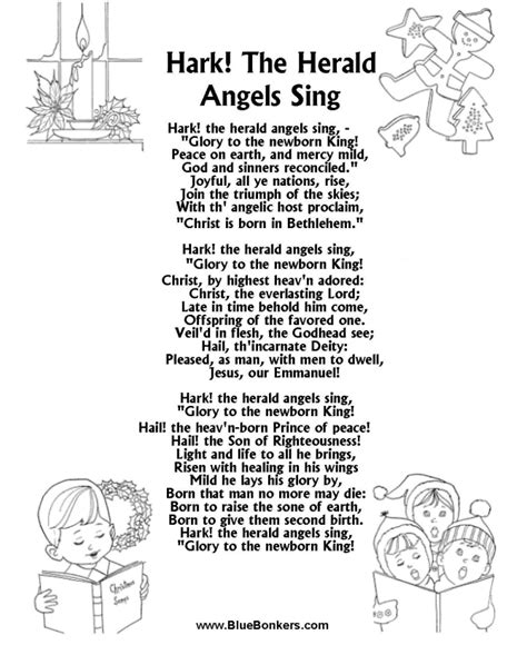 Hark The Herald Angels Sing Lyrics Printable Printable Word Searches